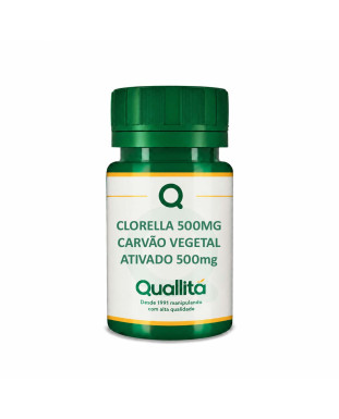 CLORELLA 500MG – CARVÃO VEGETAL ATIVADO 500mg – CÁPSULAS GELATINA FARMÁCIA QUALLITÁ