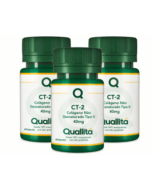 CT-2 Colágeno Não Desnaturado Tipo II 40mg – 3 potes de 30 cápsulas. A saúde das articulações!
