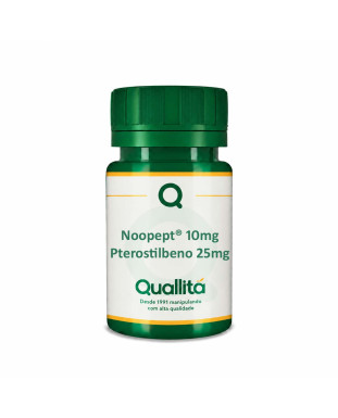 Noopept® 10mg + Pterostilbeno 25mg -Cápsulas Sublinguais Veganas - Saúde para o Cérebro e Melhor Desempenho Cognitivo - Quallitá
